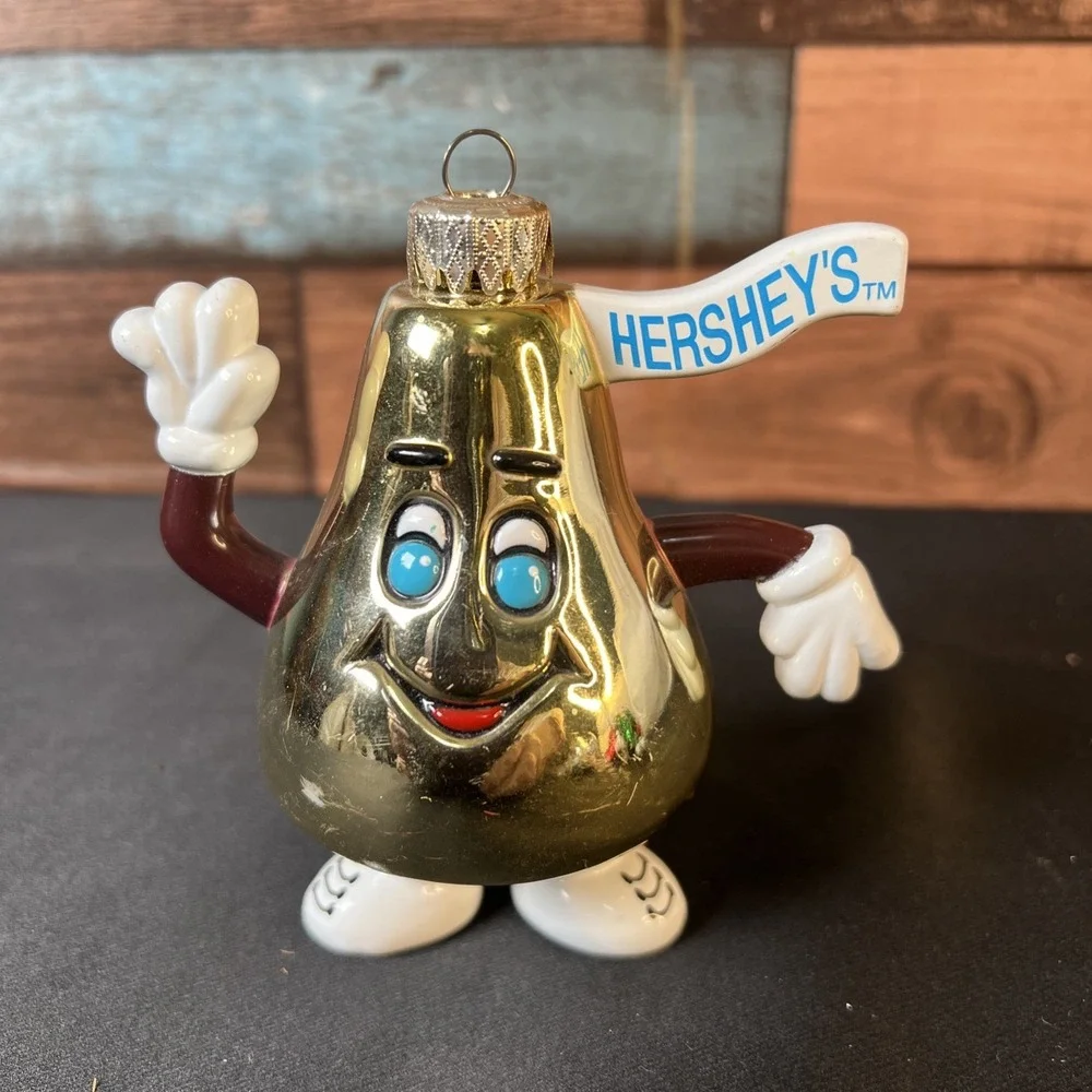 Vintage 1998 Set‎ Of 4 Hershey's Kisses Glass Christmas Tree Ornaments  4